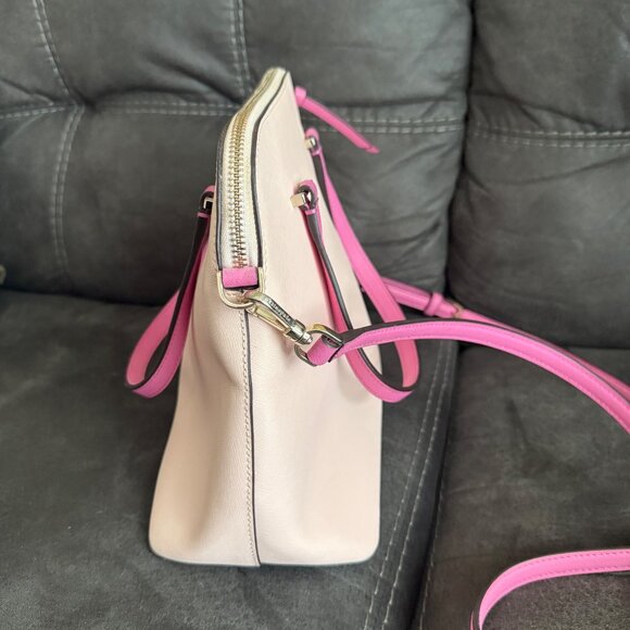 Kate Spade New York Leather Satchel Crossbody Bag Pink & Cream - Picture 3 of 8